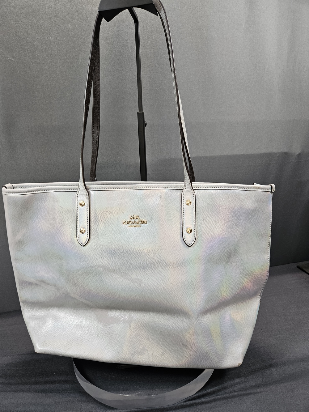 Coach Hologram Iridiscent Silver Oil Slick City Tote Anniversary Rare Bag
